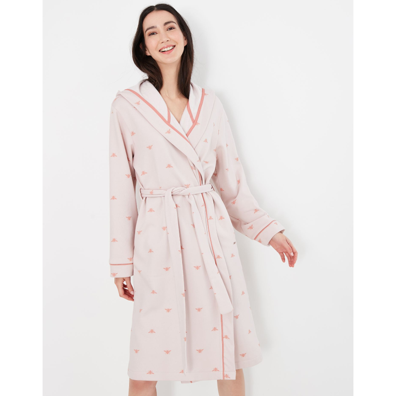 Joules Jonie Printed Jersey Dressing Gown - Pink Bees-1